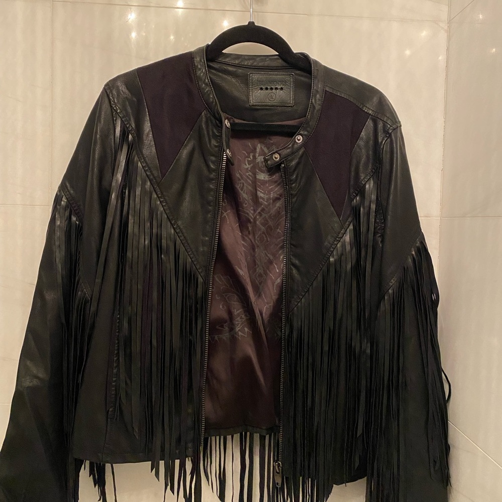 Faux Fringed BLANK NYC leather jacket